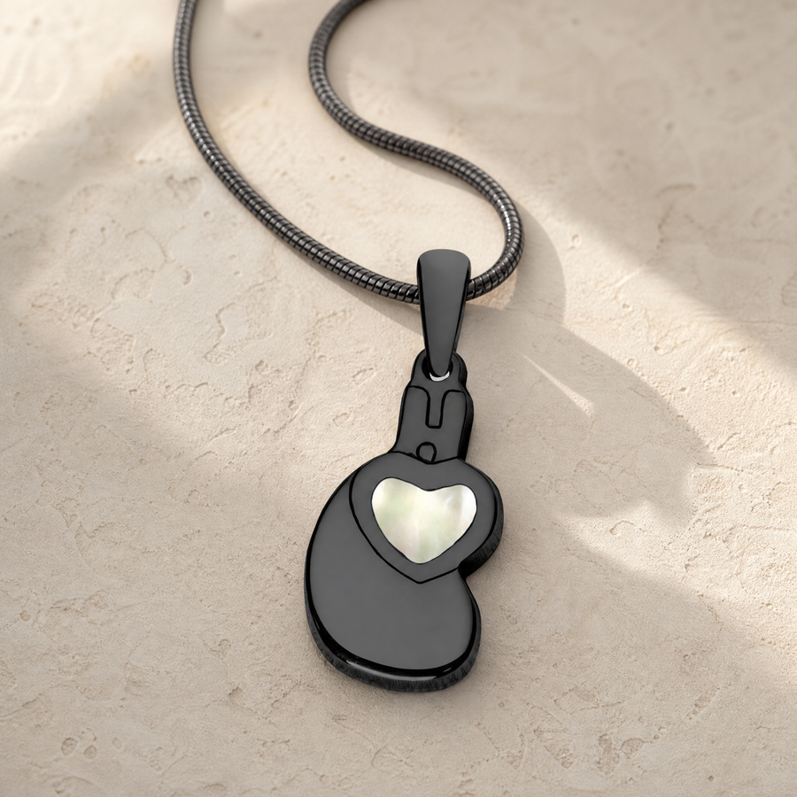 Holding You Close Black Finish with Cream Ash Resin Jewelry
