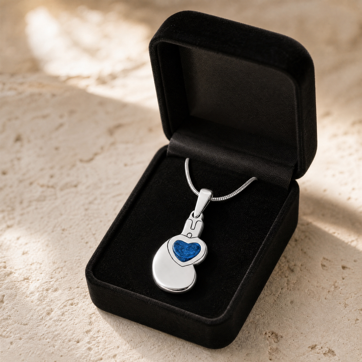 Solid 14K White Gold Holding You Close with Cobalt Resin Ash Resin Jewelry