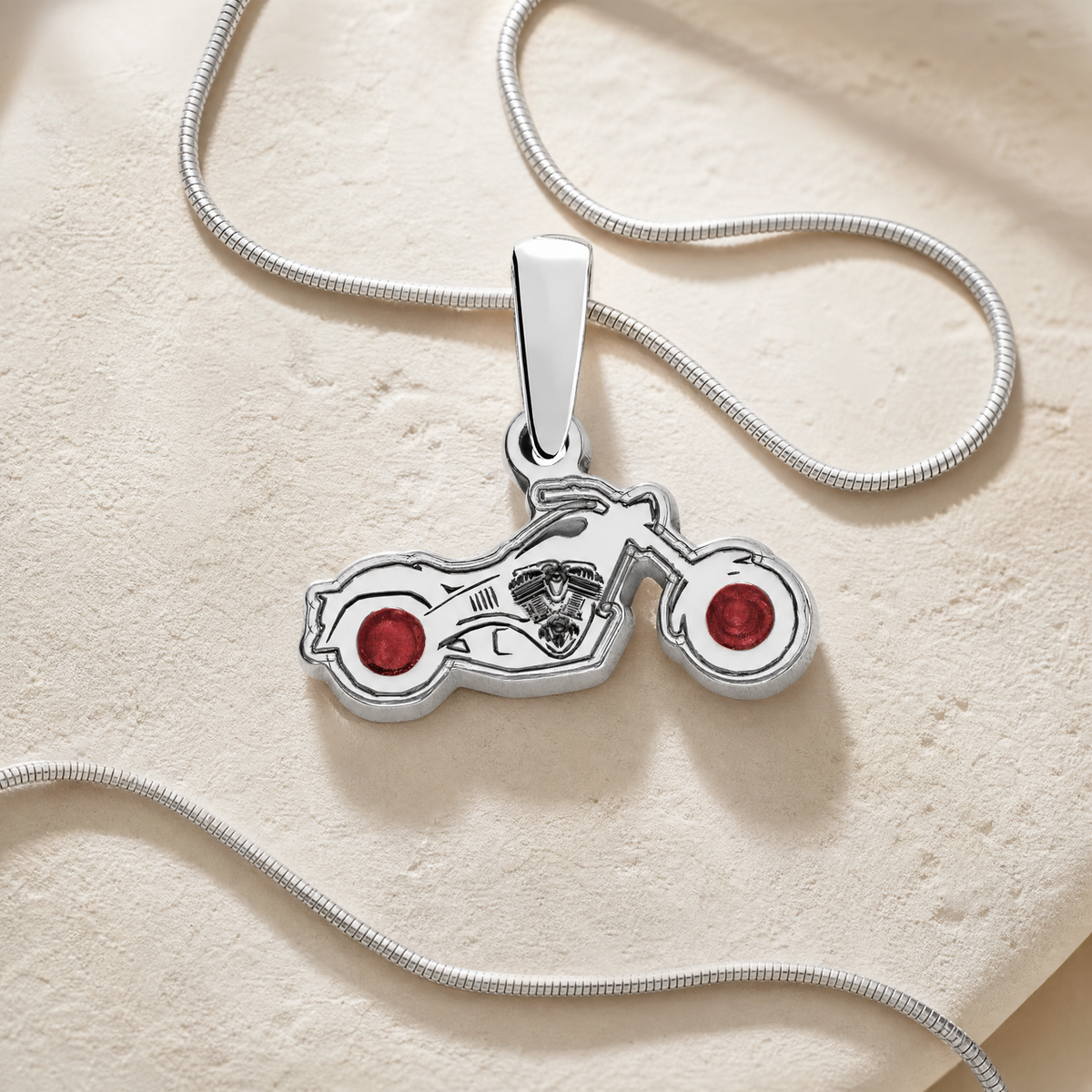 Solid 14K White Gold Riding Along with Crimson Ash Resin Jewelry