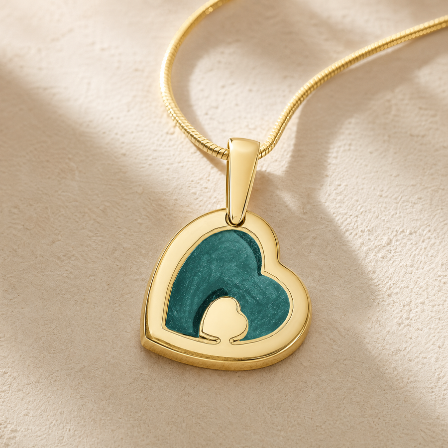 Two Of A Kind Heart Gold Plated Ash Resin Jewelry