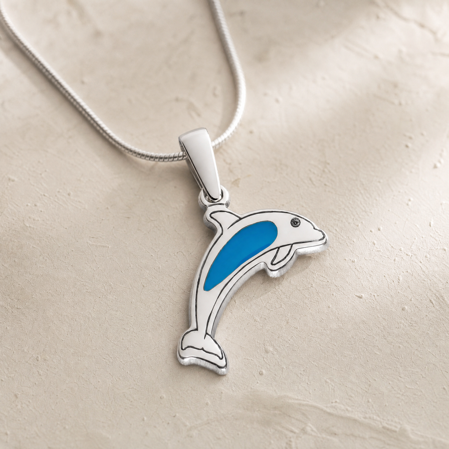 Jubilant Dolphin Sterling Silver Ash Resin Jewelry