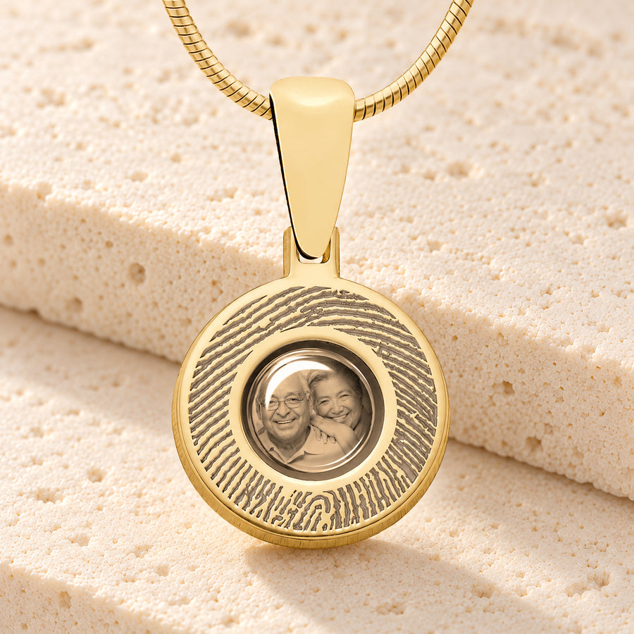 Forever Round 14K Gold Fingerprint And Picture Pendant