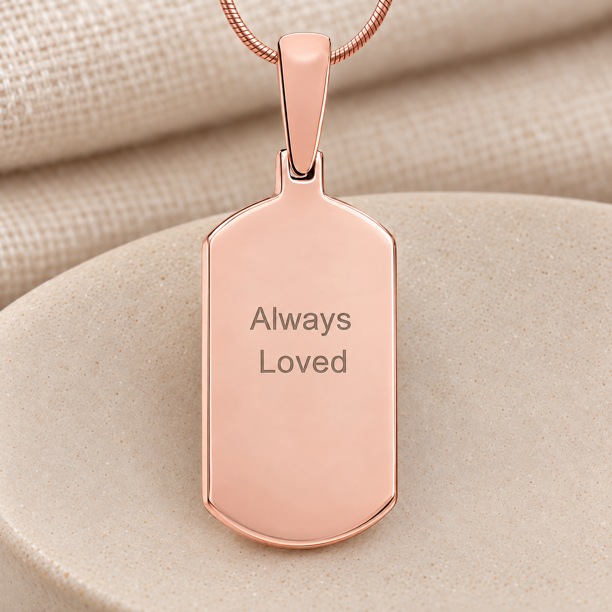 Signature Dog Tag Rose Gold Plated Fingerprint Necklace — rear engraving