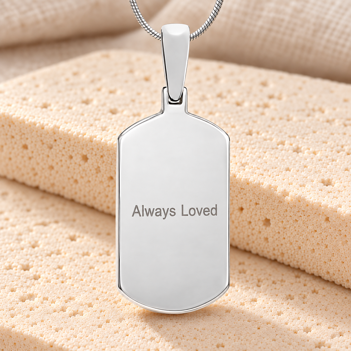 Signature Dog Tag Sterling Silver Fingerprint Necklace — rear engraving