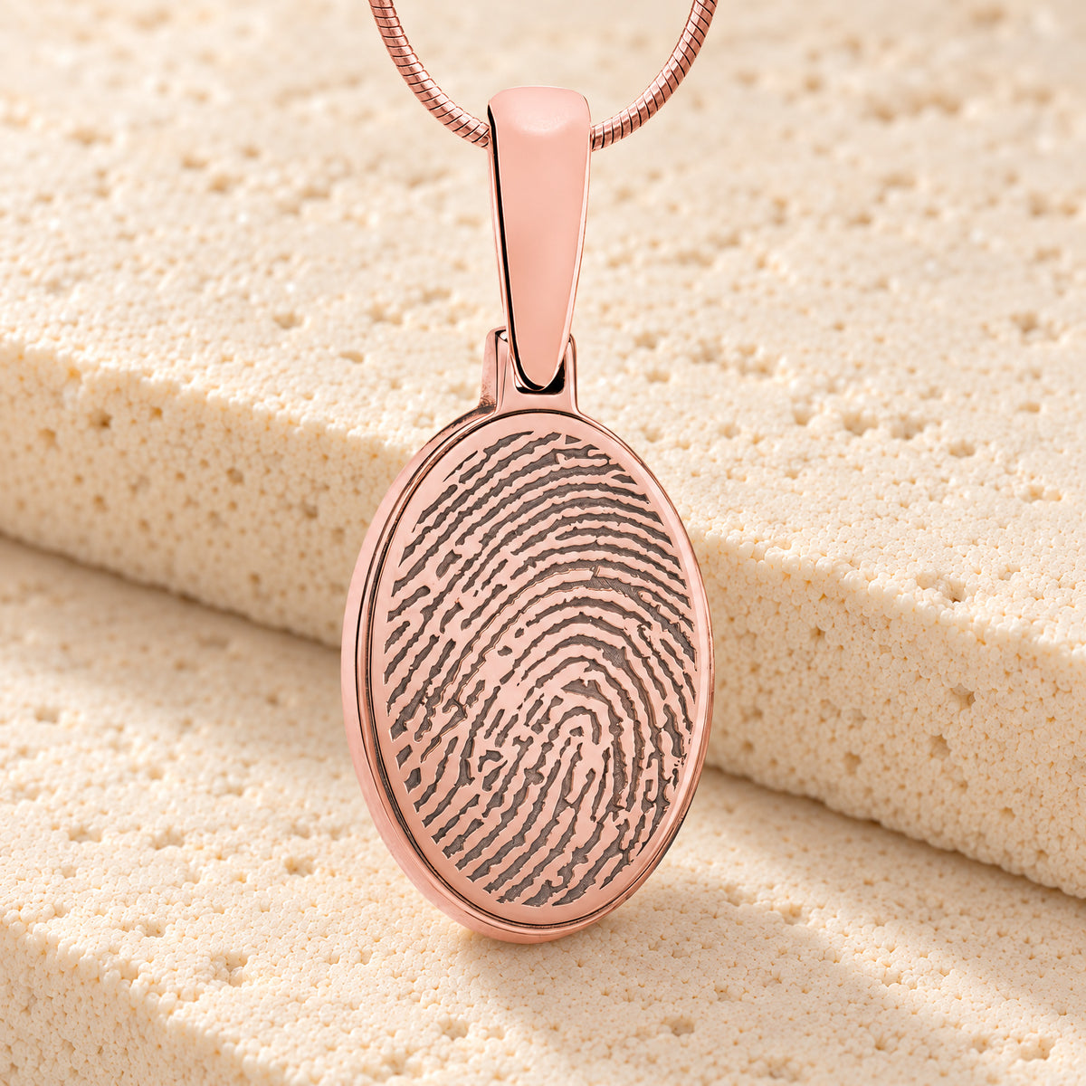 Rose Gold Plated Signature Oval Fingerprint Necklace — main