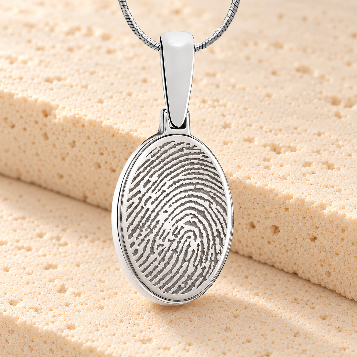 Sterling Silver Signature Oval Fingerprint Necklace — main
