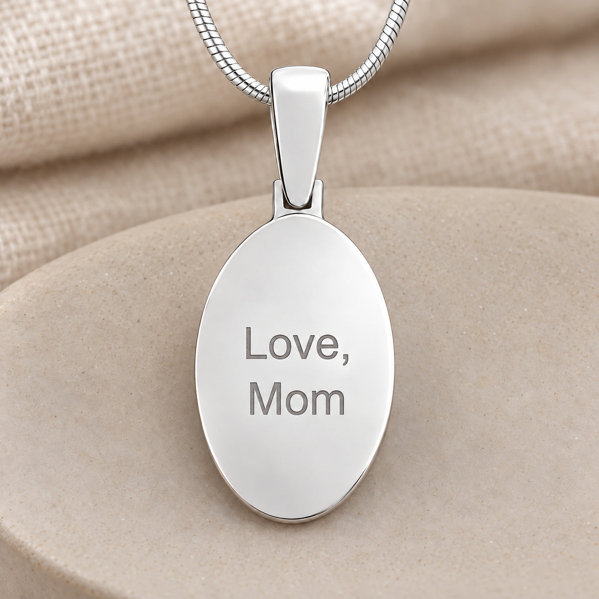Sterling Silver Signature Oval Fingerprint Necklace — rear engraving