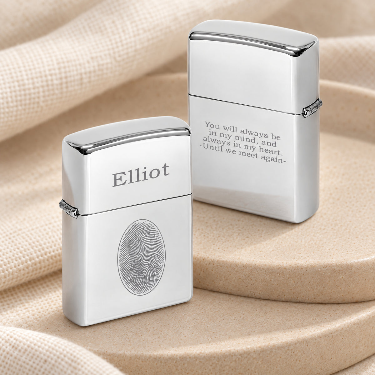 Chrome Lighter with Fingerprint — alternate view
