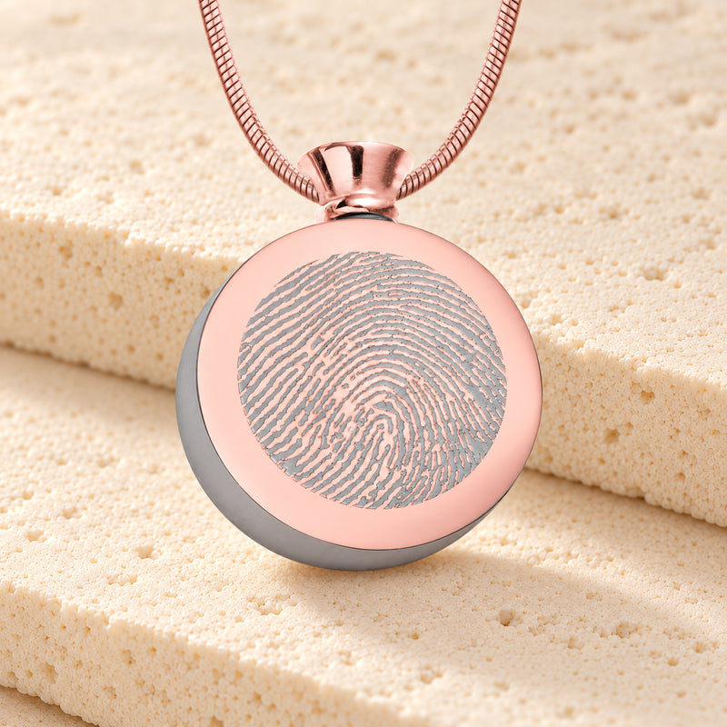 Rose Gold Plated over Stainless Circle of Life Fingerprint Necklace