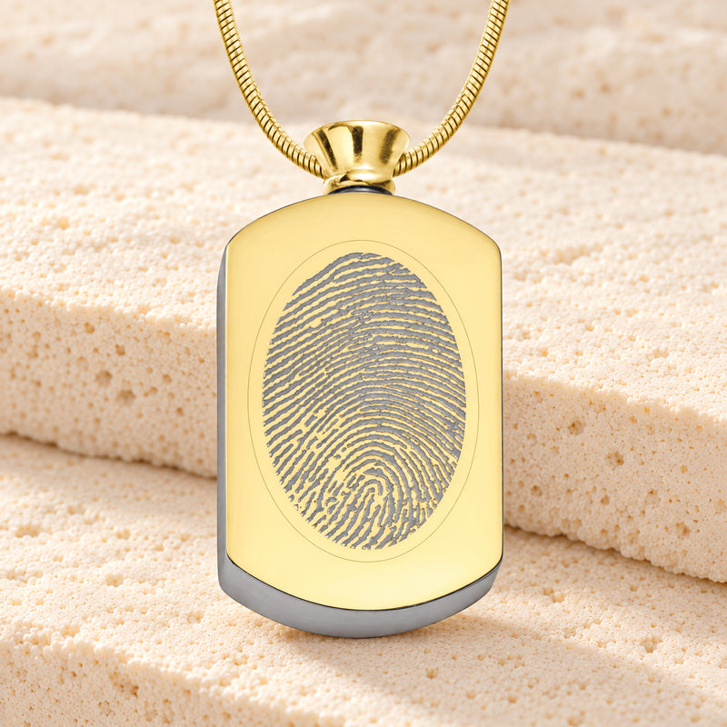 Gold Plated Stainless Pleasant Rectangle Fingerprint Necklace