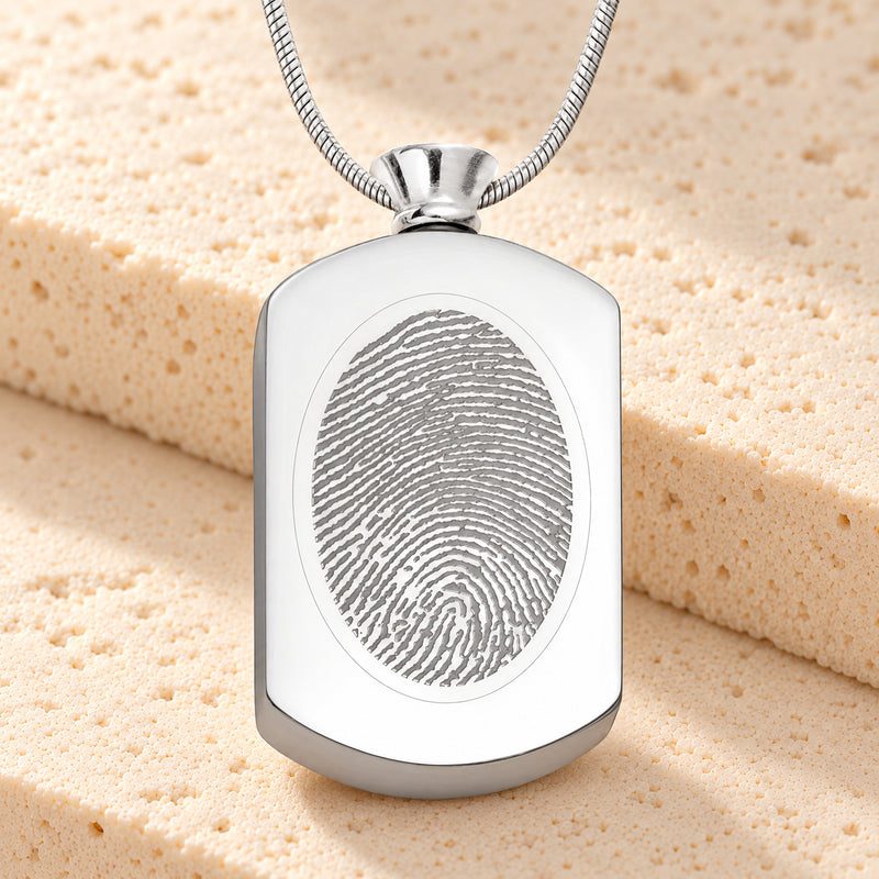 Stainless Pleasant Rectangle Fingerprint Necklace