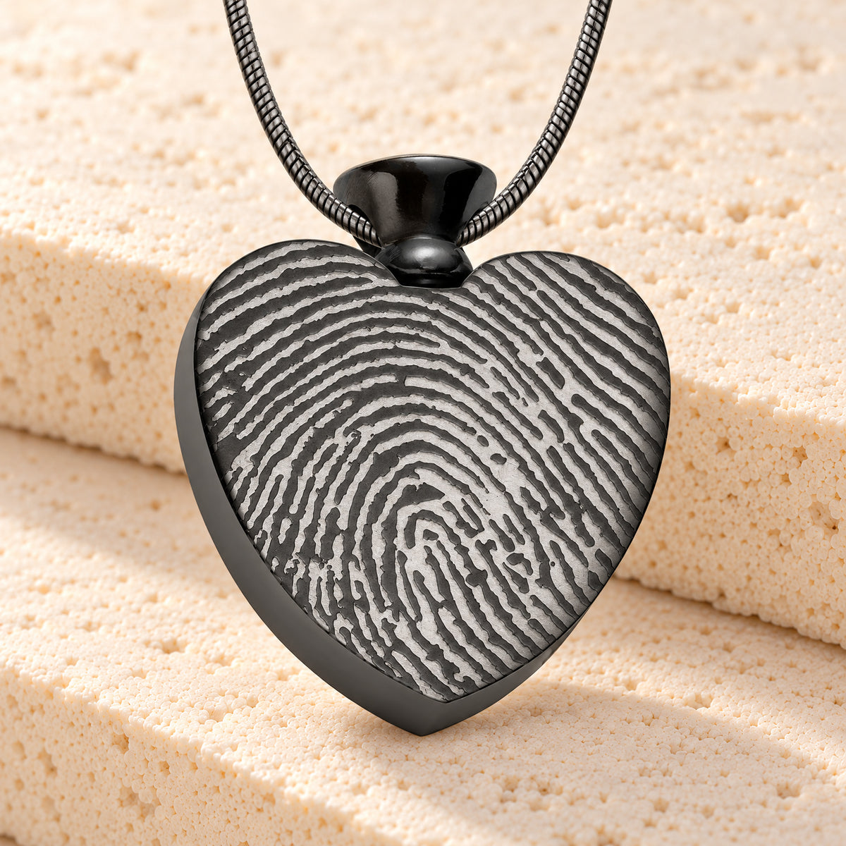 Black Plated over Stainless Everlasting Journey Fingerprint Necklace — main