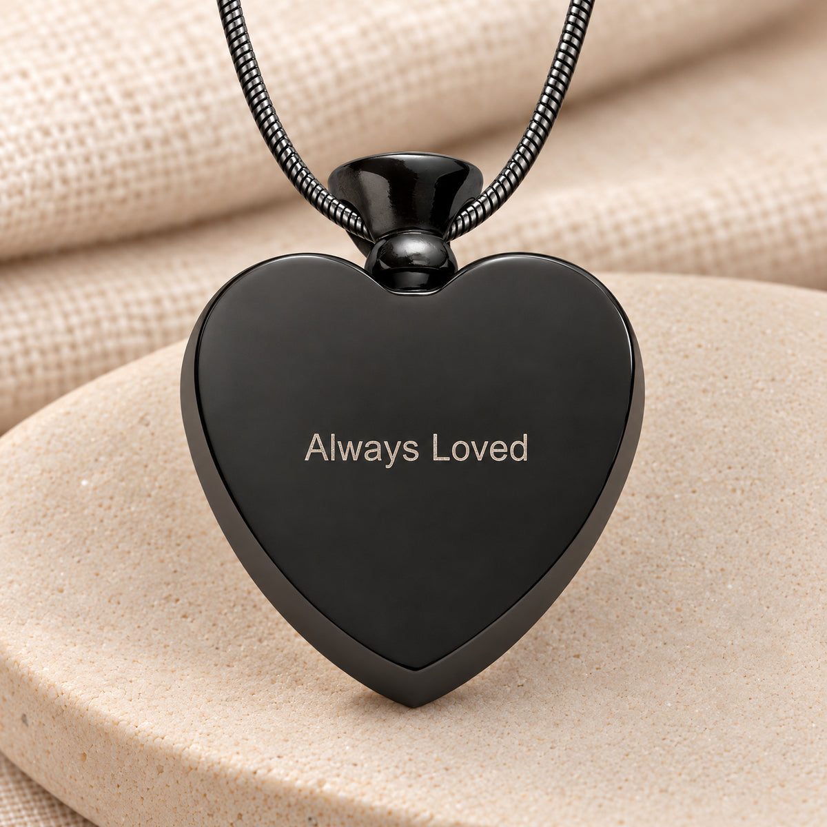 Black Plated over Stainless Everlasting Journey Fingerprint Necklace — rear engraving
