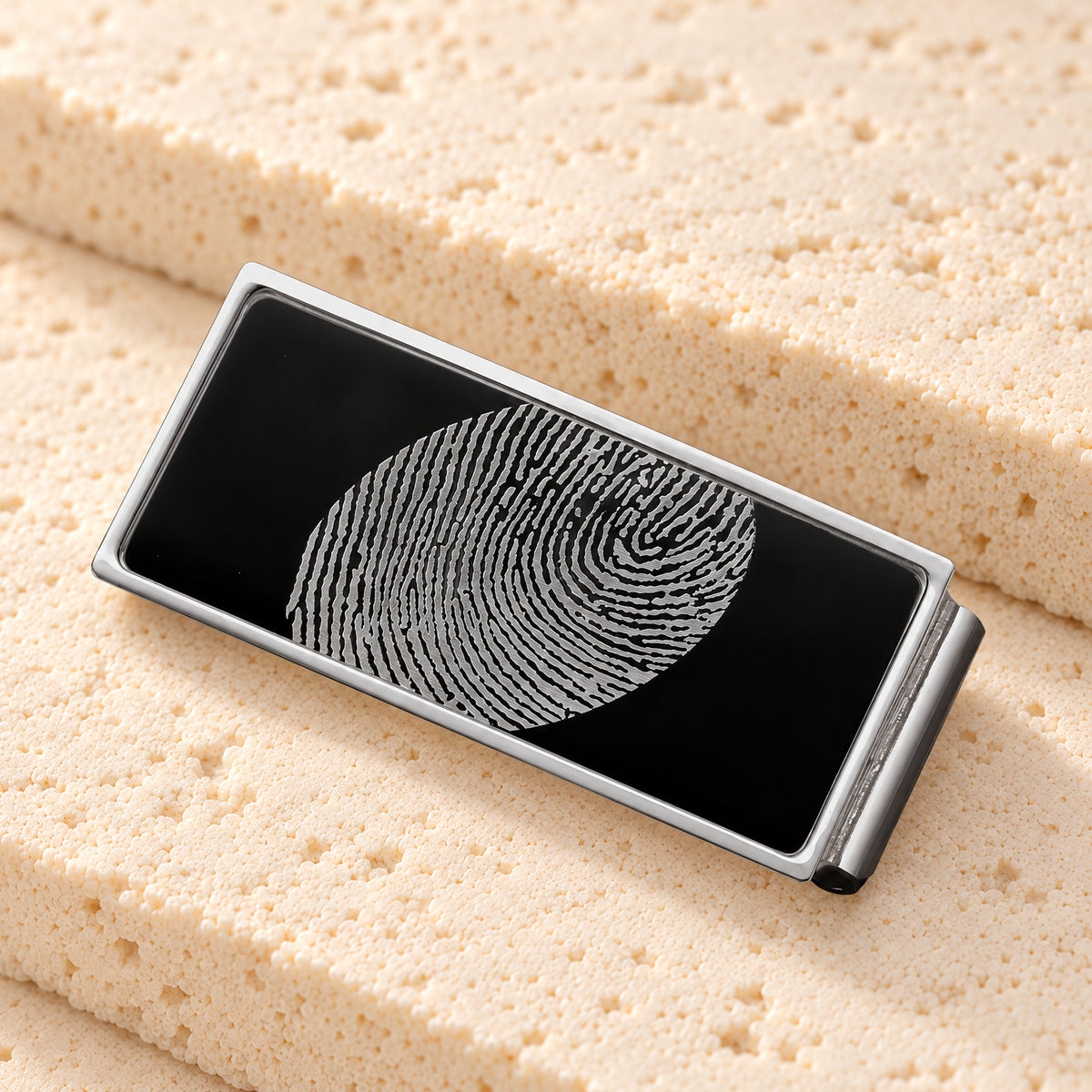 Stainless Steel Black on Silver Fingerprint Money Clip — main