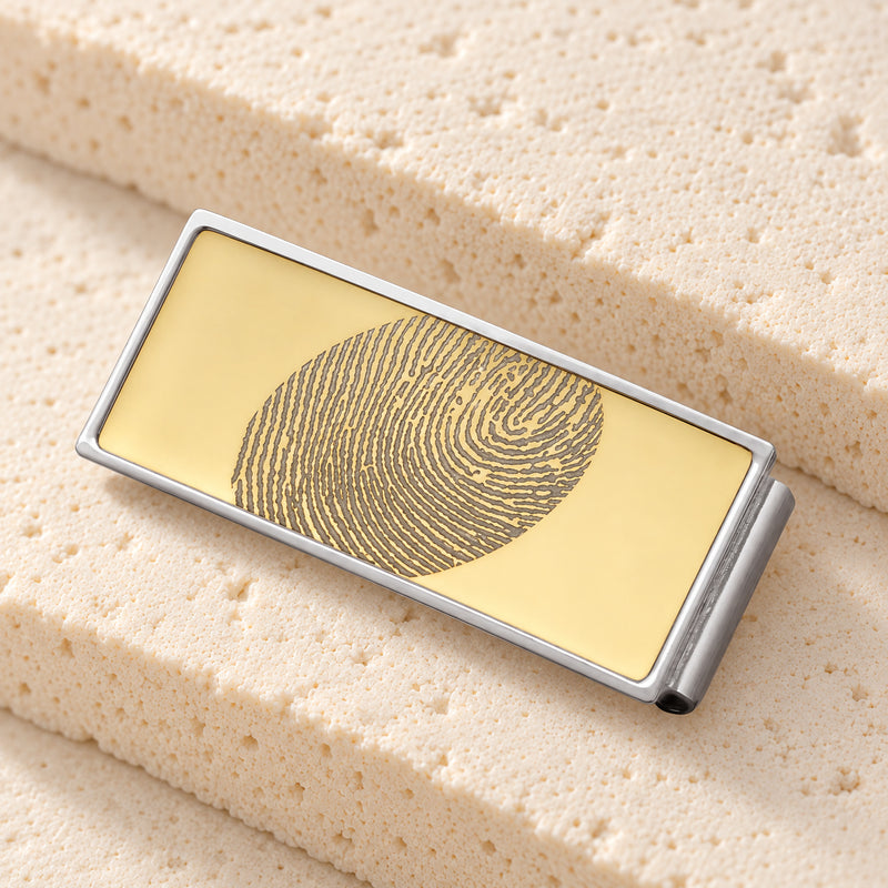 Stainless Steel Gold on Silver Fingerprint Money Clip