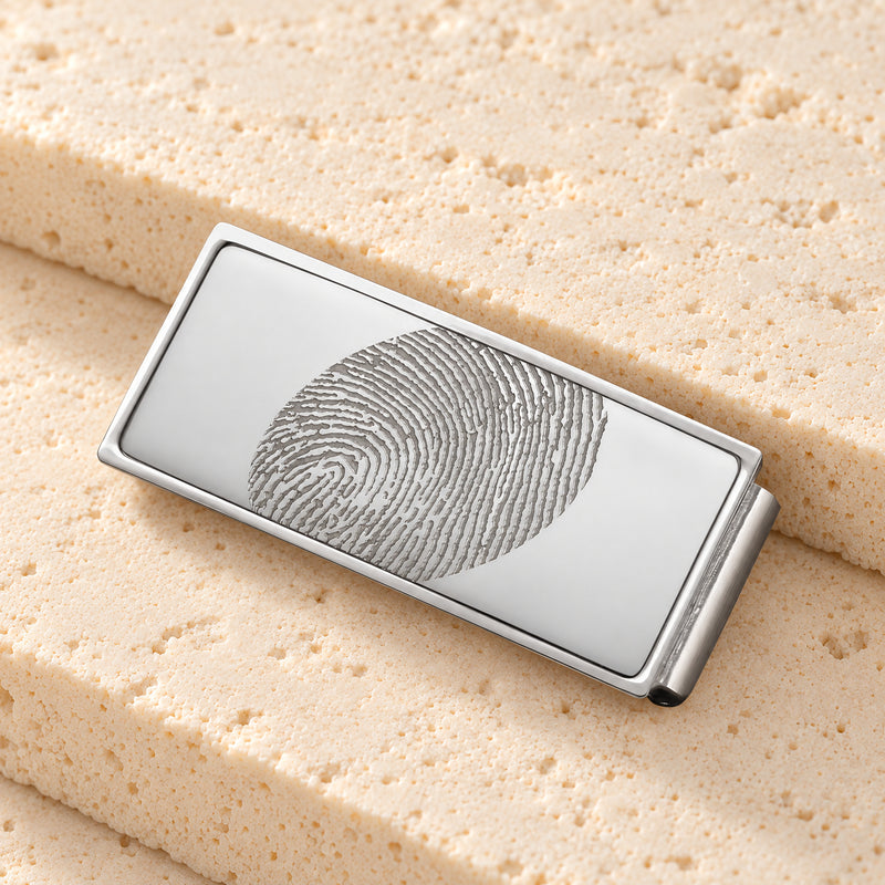 Stainless Steel Silver on Silver Fingerprint Money Clip
