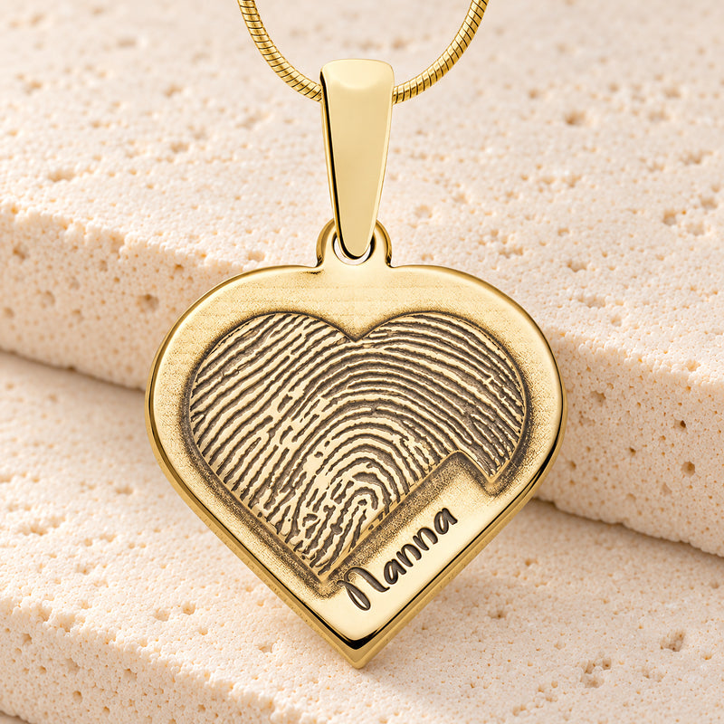 Raised Gold Plated Sterling Heart Fingerprint Necklace