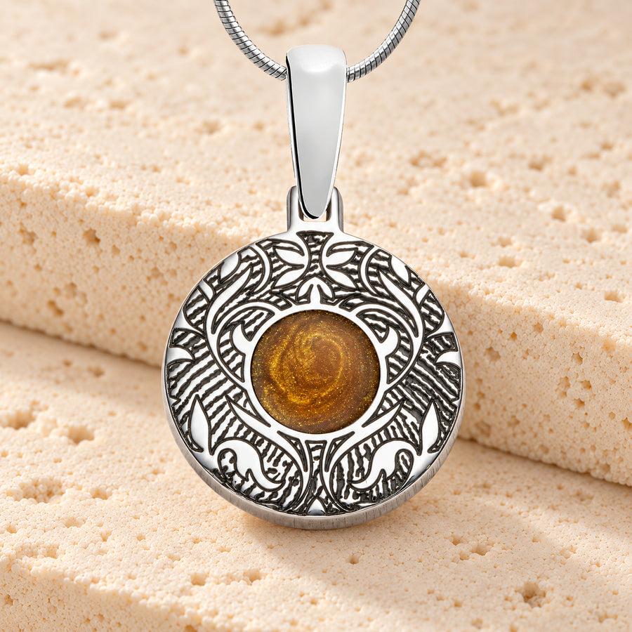 Sterling Small Circle Ash and Fingerprint Necklace