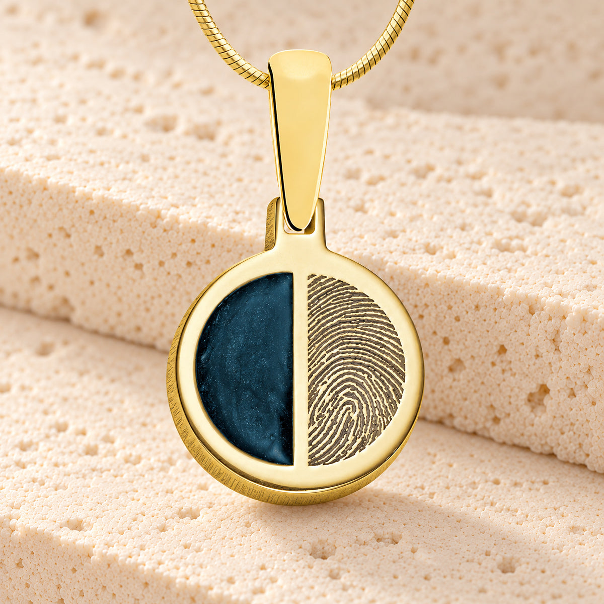 Gold Plated Sterling Circle Ash and Fingerprint Necklace — main