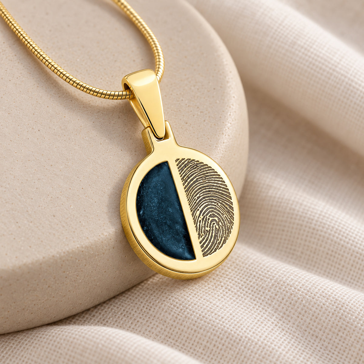 Gold Plated Sterling Circle Ash and Fingerprint Necklace — alternate view