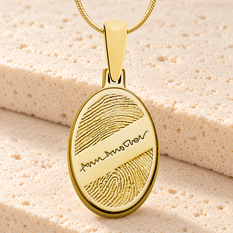 Gold Plated Sterling Oval with Signature Fingerprint Necklace