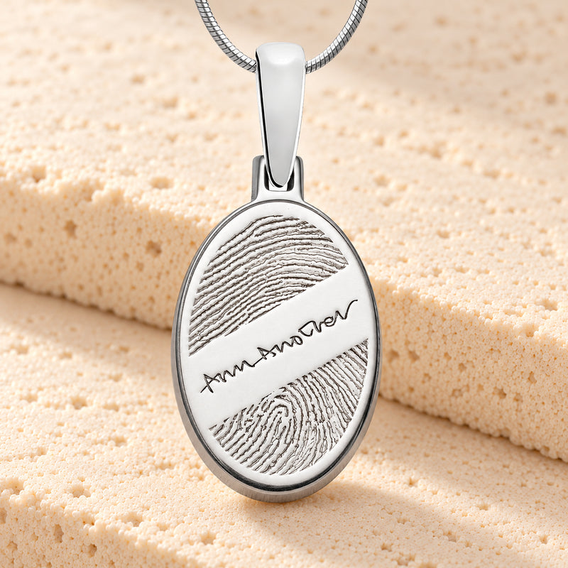 Sterling Oval with Signature Fingerprint Necklace