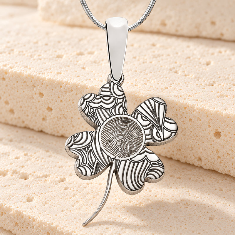 Sterling Lucky Clover Fingerprint Necklace