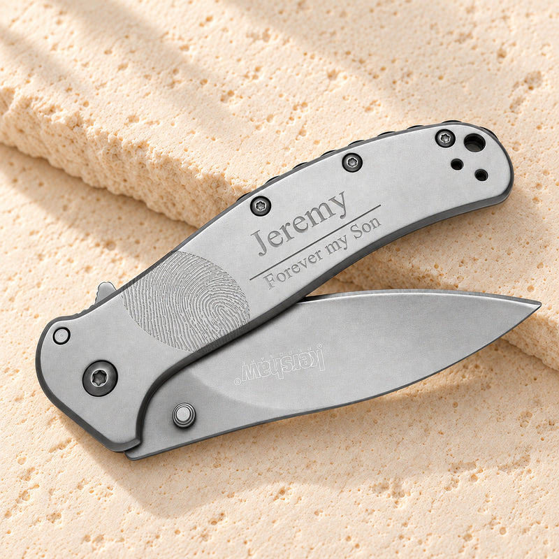 Stainless Steel Remember Me Kershaw Knife with Fingerprint