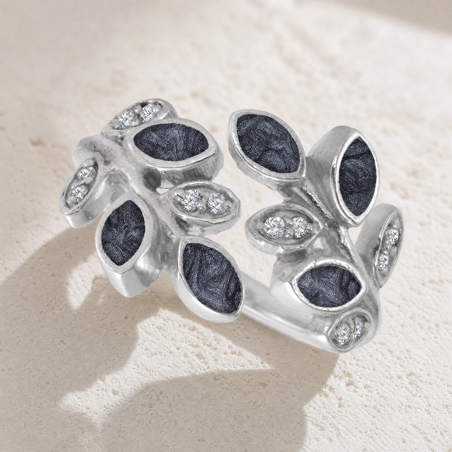 Women's Sterling Silver Chatelain Ash Ring with Slate
