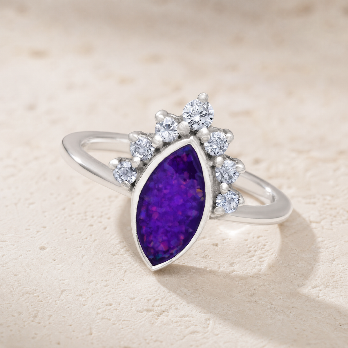 Women's Sterling Silver Lakeway Ash Ring with Lilac Pearl Opal
