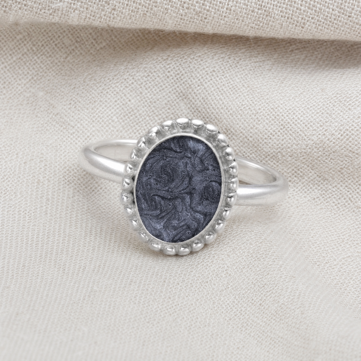 Women's Sterling Silver Bethany Ash Ring with Slate