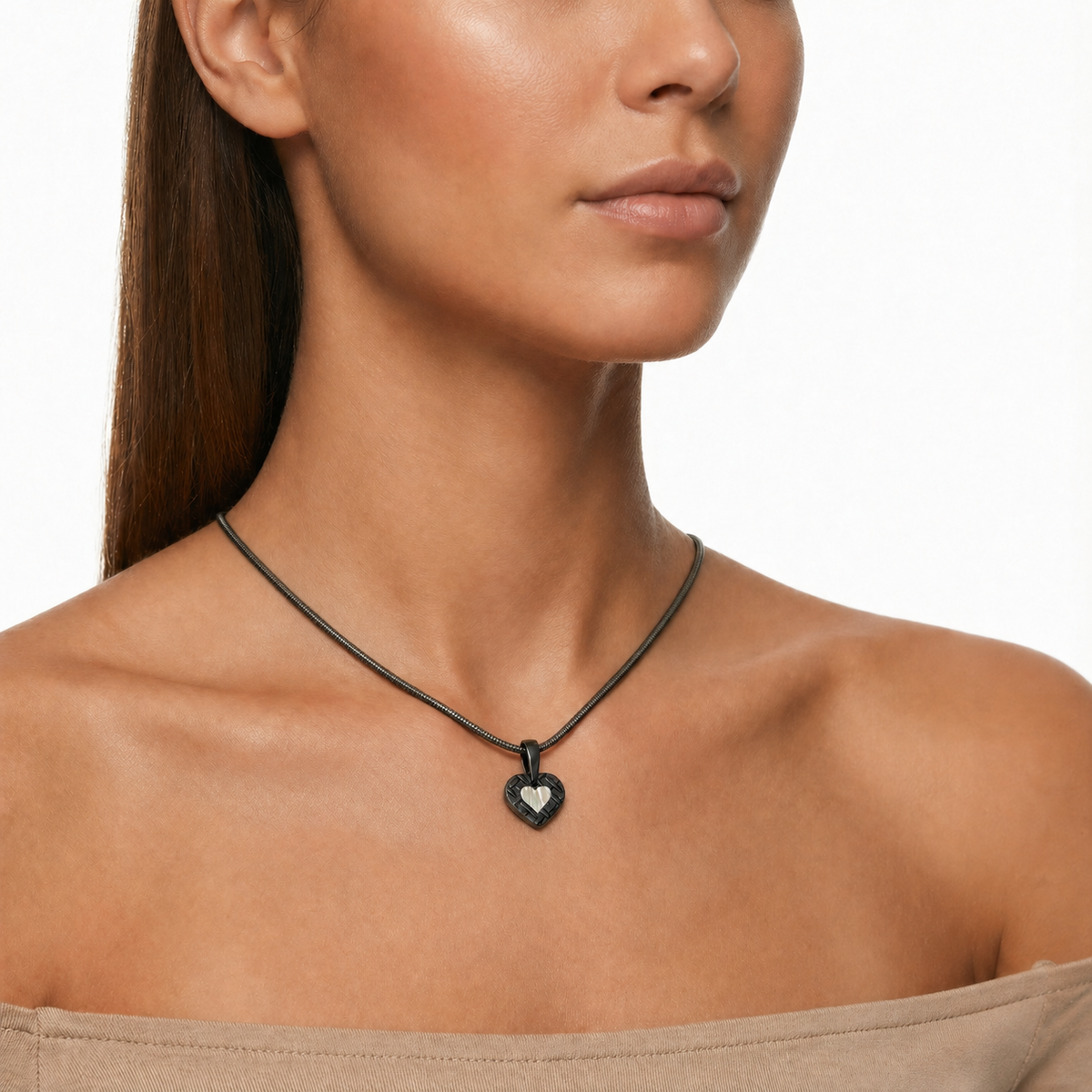 Woven Heart Sterling Silver with Seafoam Ash Resin Jewelry