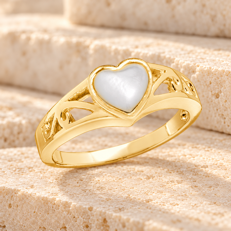 Women's 14K Gold Mother of Pearl Cremation Ring