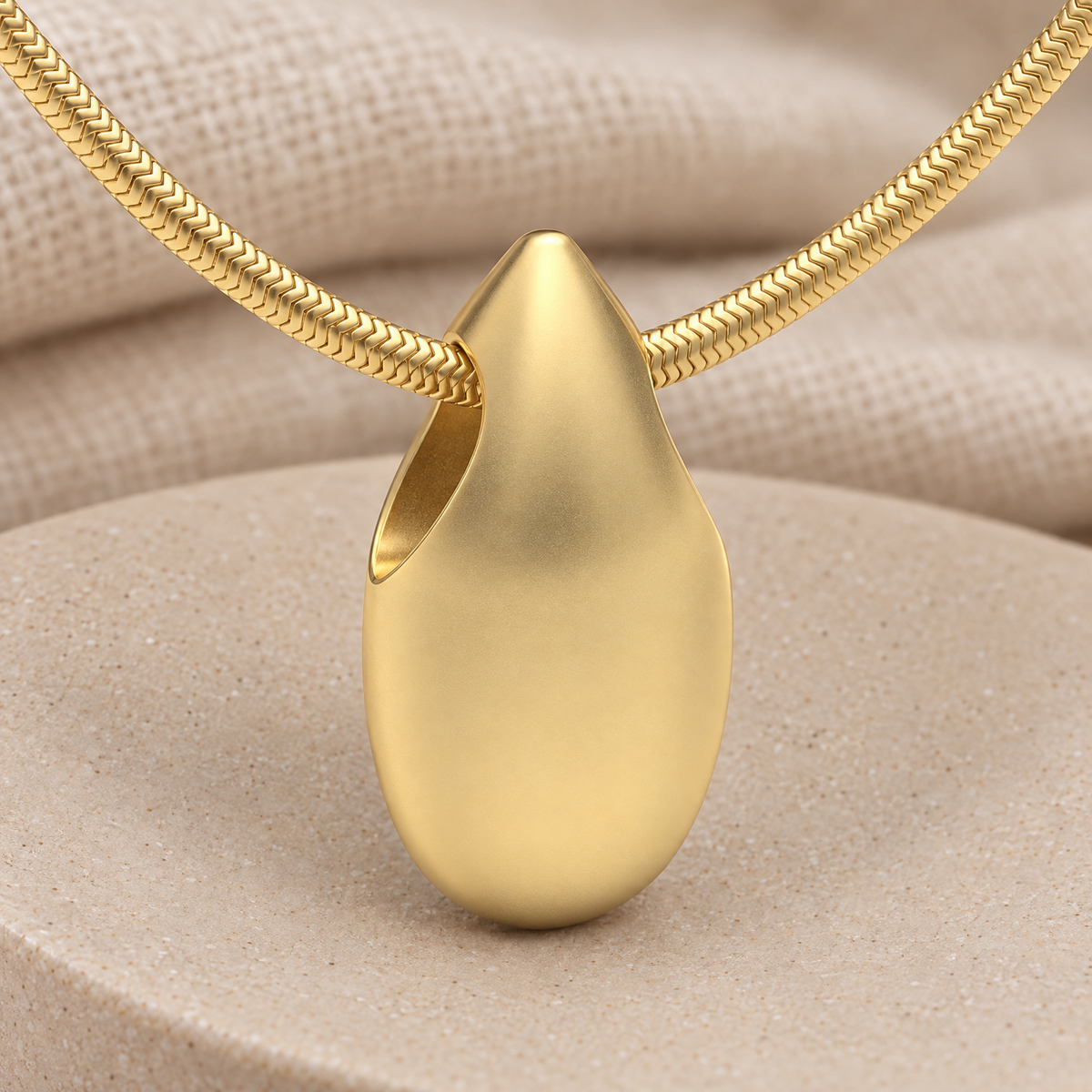 Gold Plated Simple Tear Forever Sealed Cremation Jewelry — rear view — evr6460gfs