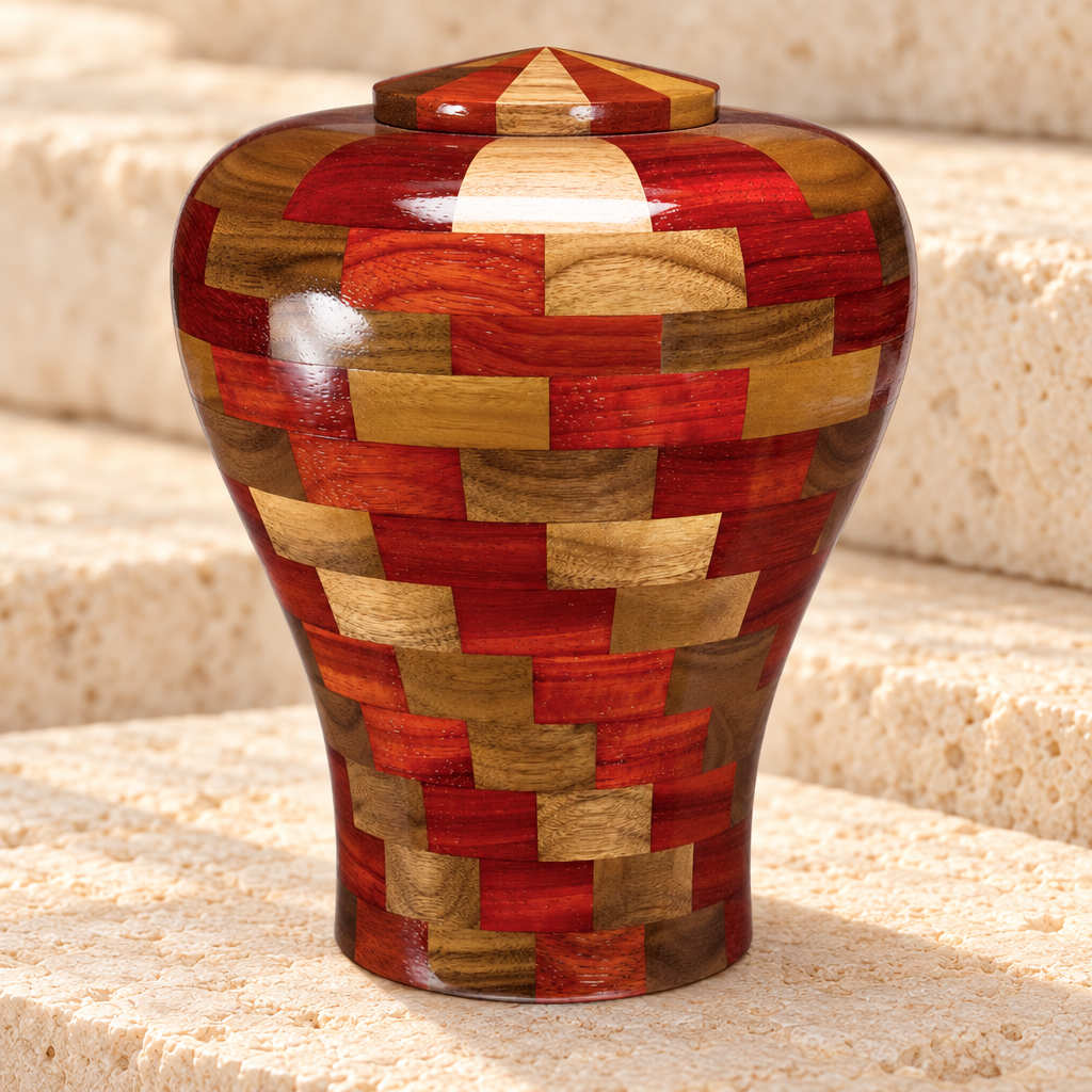 Large Tranquility Urn in Black Walnut & Padauk — main — evr5338