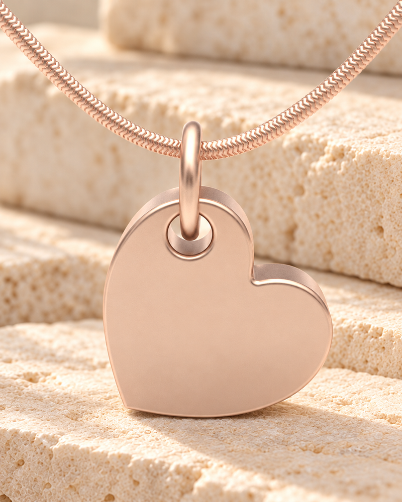 Rose Gold Plated Tilted Heart Forever Sealed Memorial Jewelry