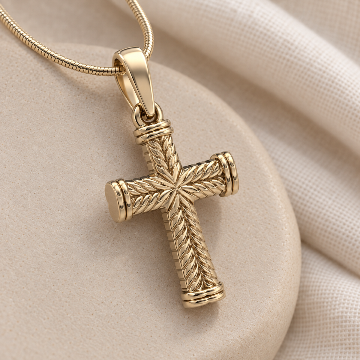 14K Gold Cable Cross Forever Sealed Memorial Jewelry — alternate view — evr20026kgfs