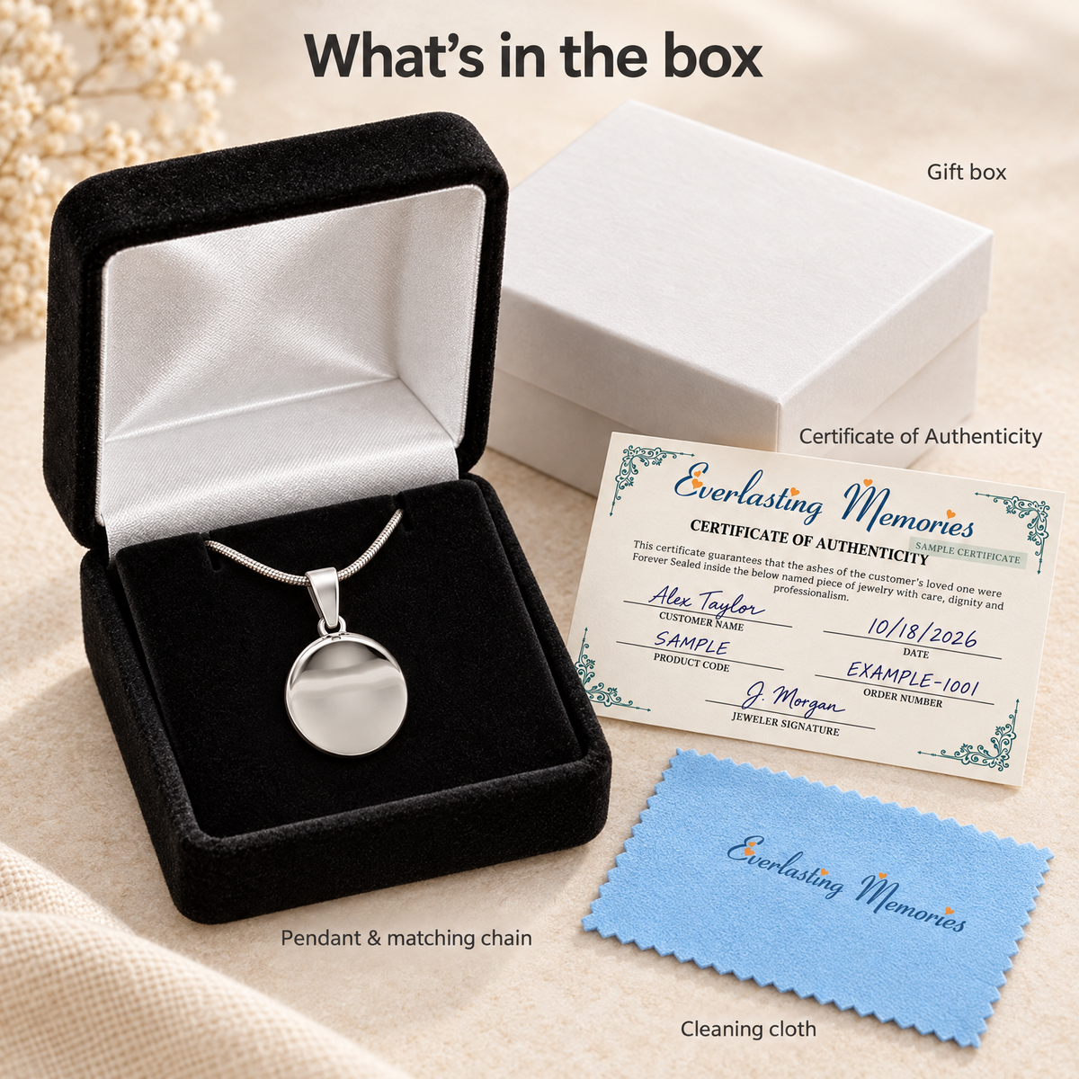 14K White Gold Galaxy Forever Sealed Memorial Jewelry — whats in box — evr20005wgfs