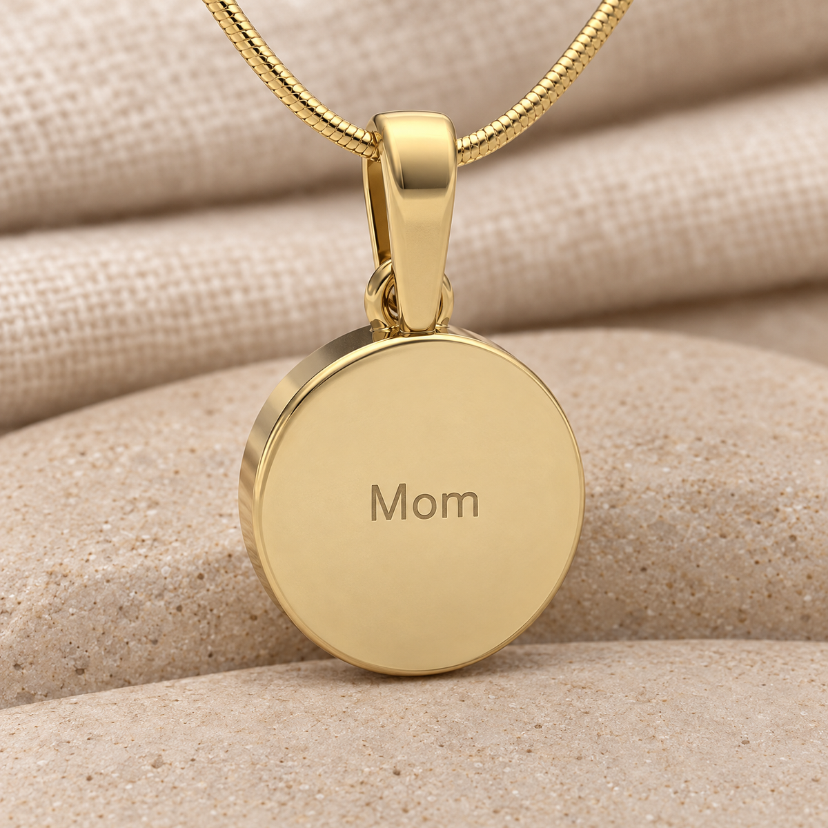 Gold Plated Circled Love Forever Sealed Memorial Jewelry — rear engraving — evr20032gfs