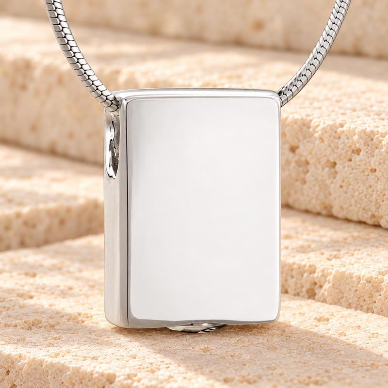 Silver Simple Rectangle Cremation Jewelry