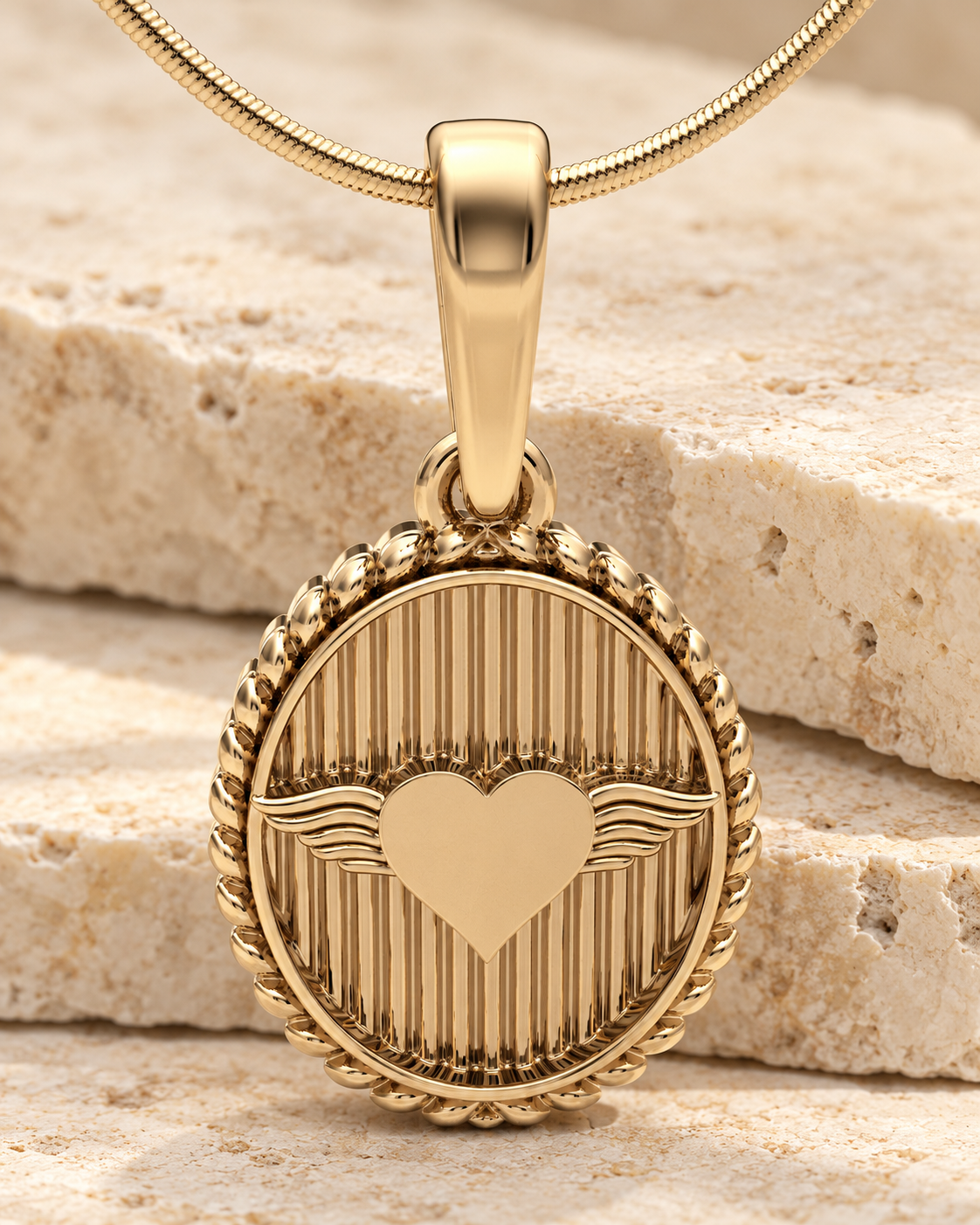 14K Gold At Heart Oval Forever Sealed Memorial Jewelry — main — evr20009kgfs