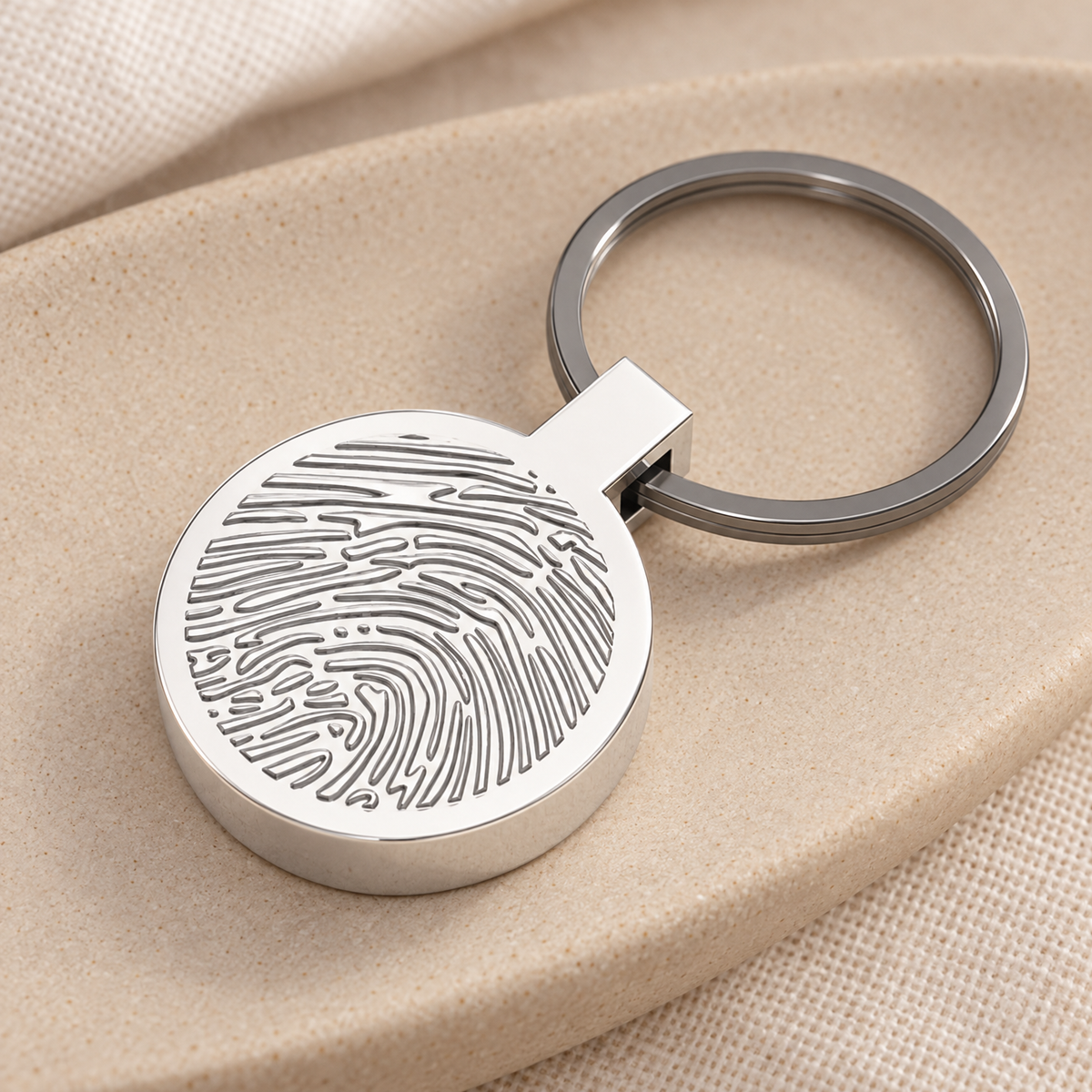 Sterling Silver Fingerprint Cast Forever Sealed Memorial Keychain — alternate view — evr4799fs
