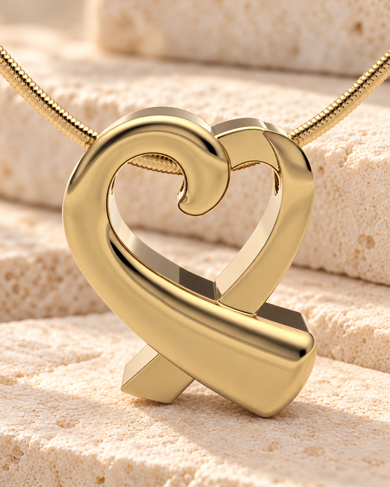 Gold Plated Folded Heart Forever Sealed Memorial Jewelry