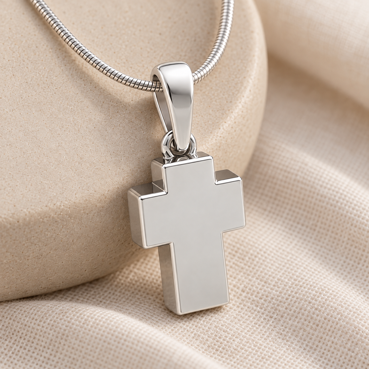 Sterling Silver Faithful Cross Forever Sealed Cremation Jewelry — alternate view — evr6452ssfs