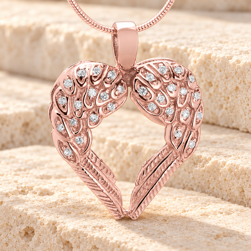 Rose Gold Wings of Hope Cremation Jewelry