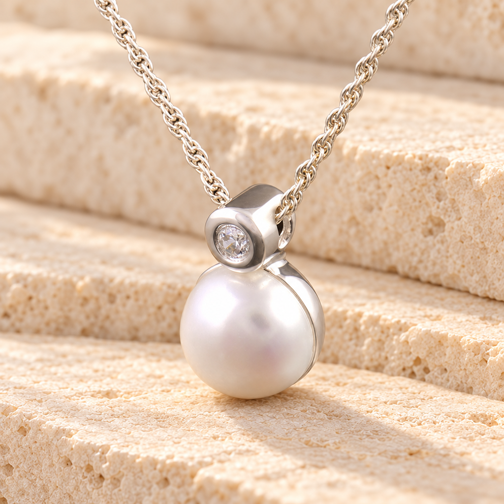 14K White Gold Pearl Cremation Keepsake — main — evr731wg