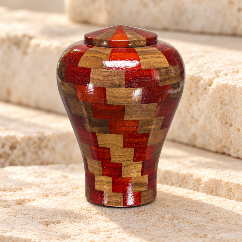 Small Tranquility Urn in Black Walnut & Padauk