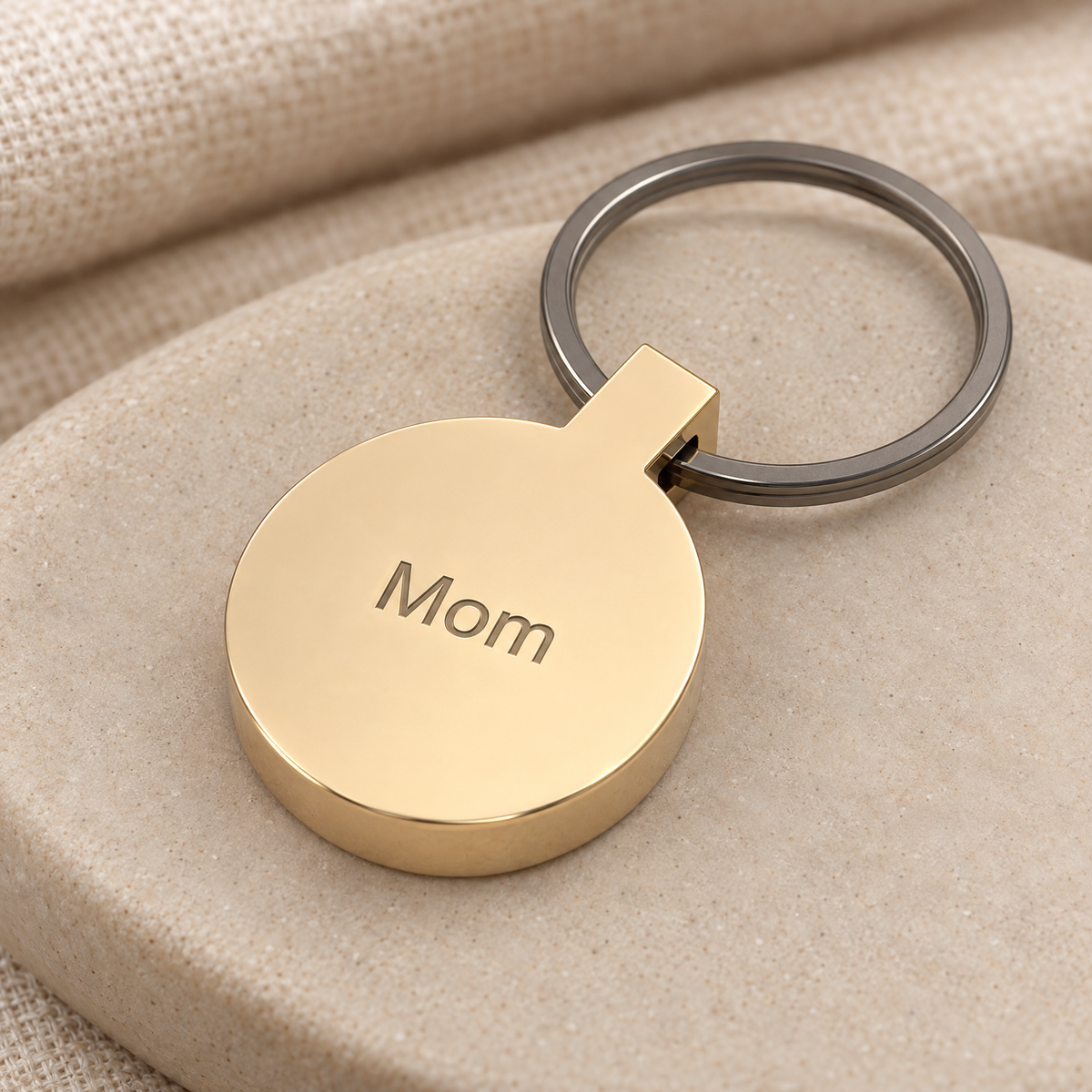 Solid 14K Gold Fingerprint Cast Forever Sealed Memorial Keychain — rear engraving — evr4799kgfs