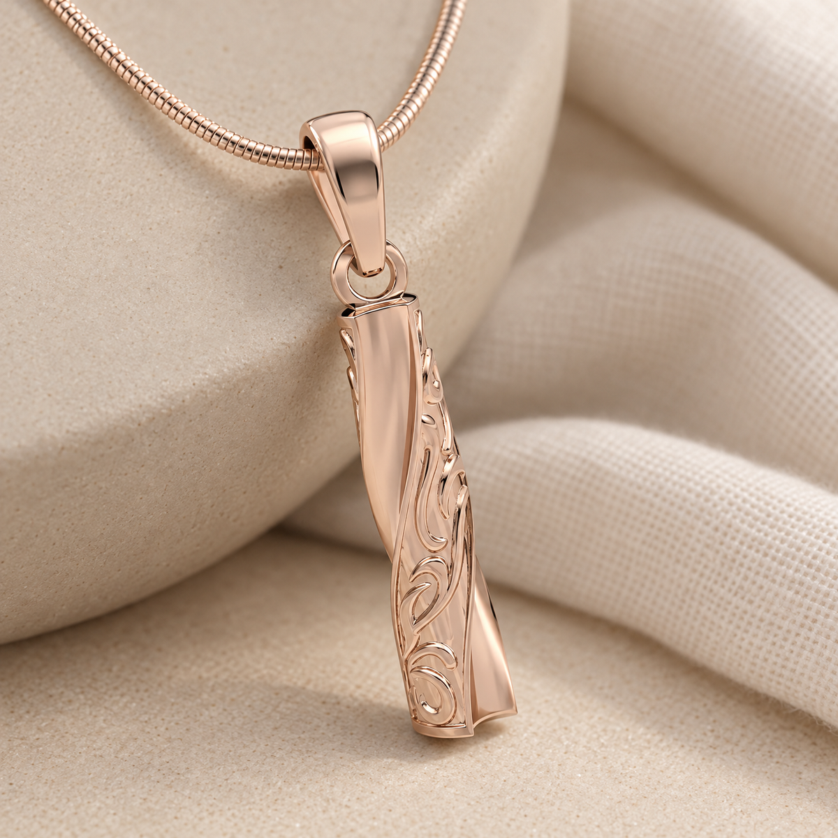 Rose Gold Plated Twisted Cylinder Forever Sealed Cremation Jewelry — alternate view — evr6629rgfs