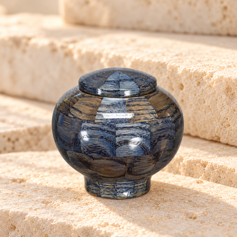 Peony Urn in Blue-Keepsake